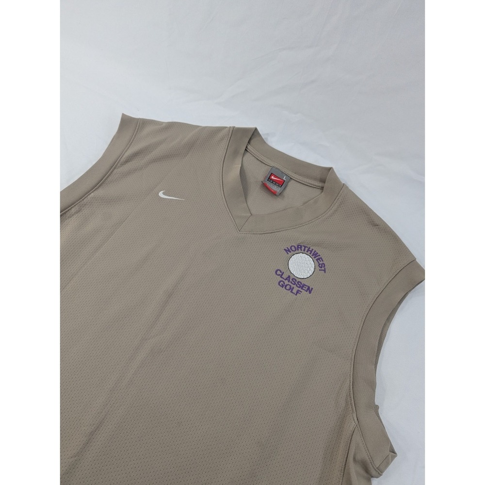 Vtg 90s Nike Embroidered Northwest‎ Classen OKC Cotton V-Neck Golf Vest Men's L